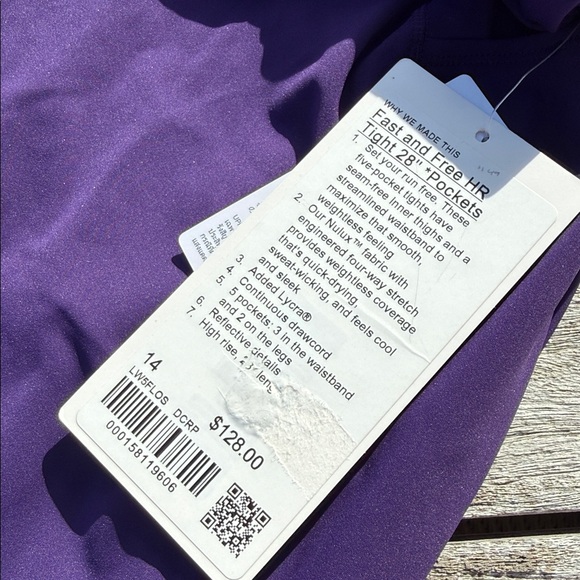 Lululemon Fast and Free High-Rise Tight 28" Pockets dark purple size 14 nwt - Picture 3 of 5